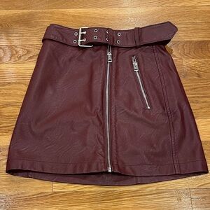 Topshop Maroon Mini Skirt with Belt